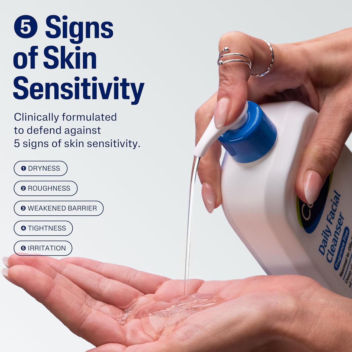 Cetaphil Lavado Facial, Limpiador Facial Diario para Piel Sensible, Mixta a Grasa, 16 Oz, Sin Fragancia, Espuma Suave, Sin Jabón, Hipoalergénico