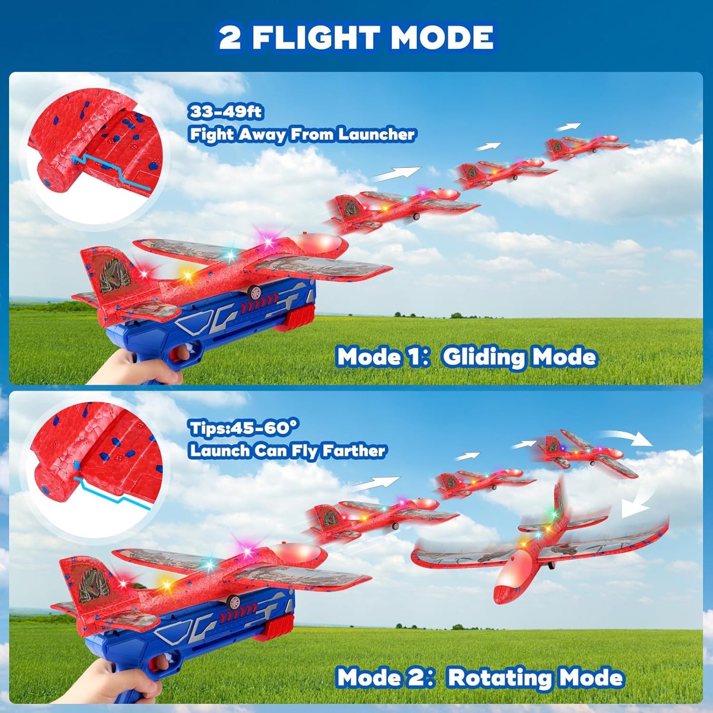 Paquete de 3 juguetes de avión lanzador para niños, avión planeador...