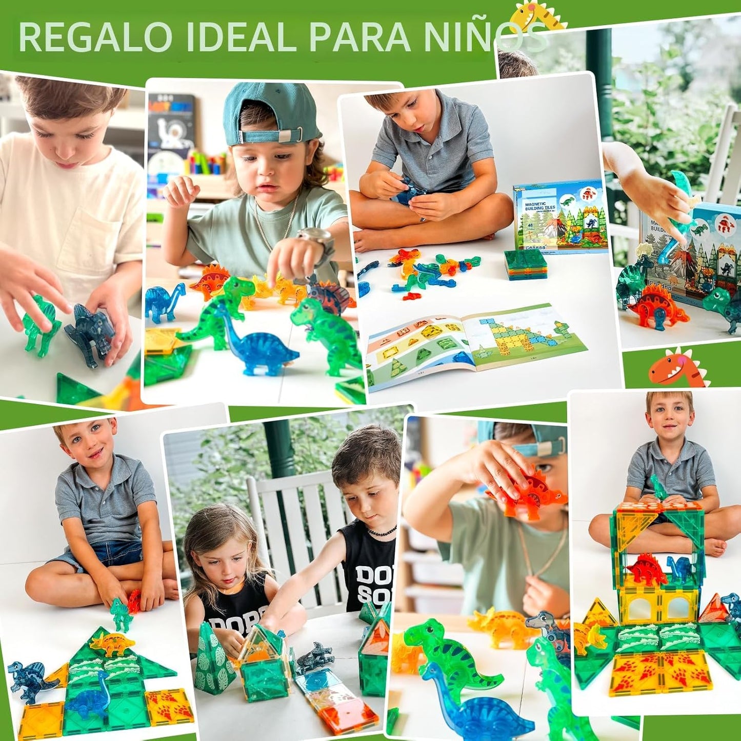 Coodoo Juguetes de Dinosaurio Fichas Magnéticas 3D Dinosaurios Móvi...