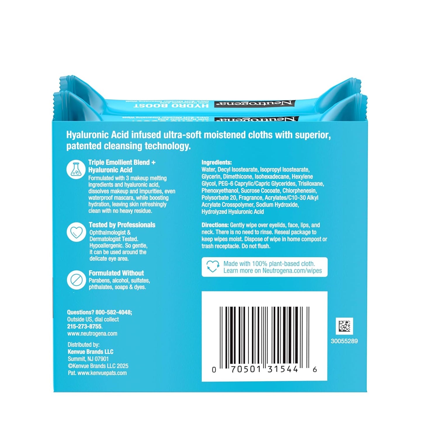 Neutrogena Hydro Boost - Toallitas limpiadoras micelares ultrasuave...