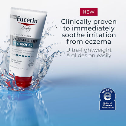 Eucerin Hidrogel para aliviar el eccema del bebé para piel seca, con picazón y propensa al eczema con avena coloidal, hipoalergénico, sin fragancia y sin esteroides humectante corporal para bebés