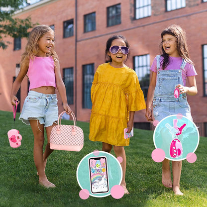 Bolsa de juego para niñas pequeñas, 35 piezas, bolso para niños con juguetes de princesa de juego de simulación, incluye bolso, cámara, teléfono, cartera, llave, bolso para niños, regalo de