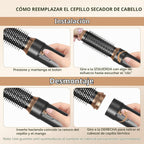 Cepillo secador de pelo 6 en uno, rizador de aire, cepillo redondo...