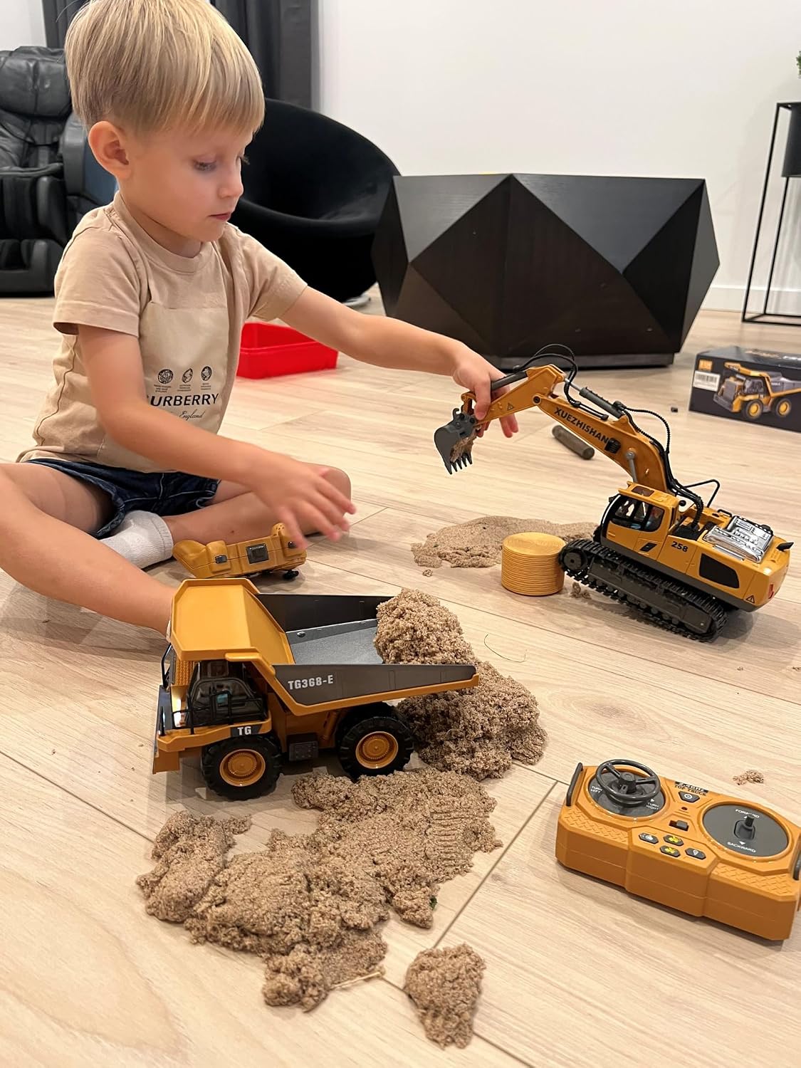 KIDMARKT - Excavadora de juguete con control remoto para niños, cam...