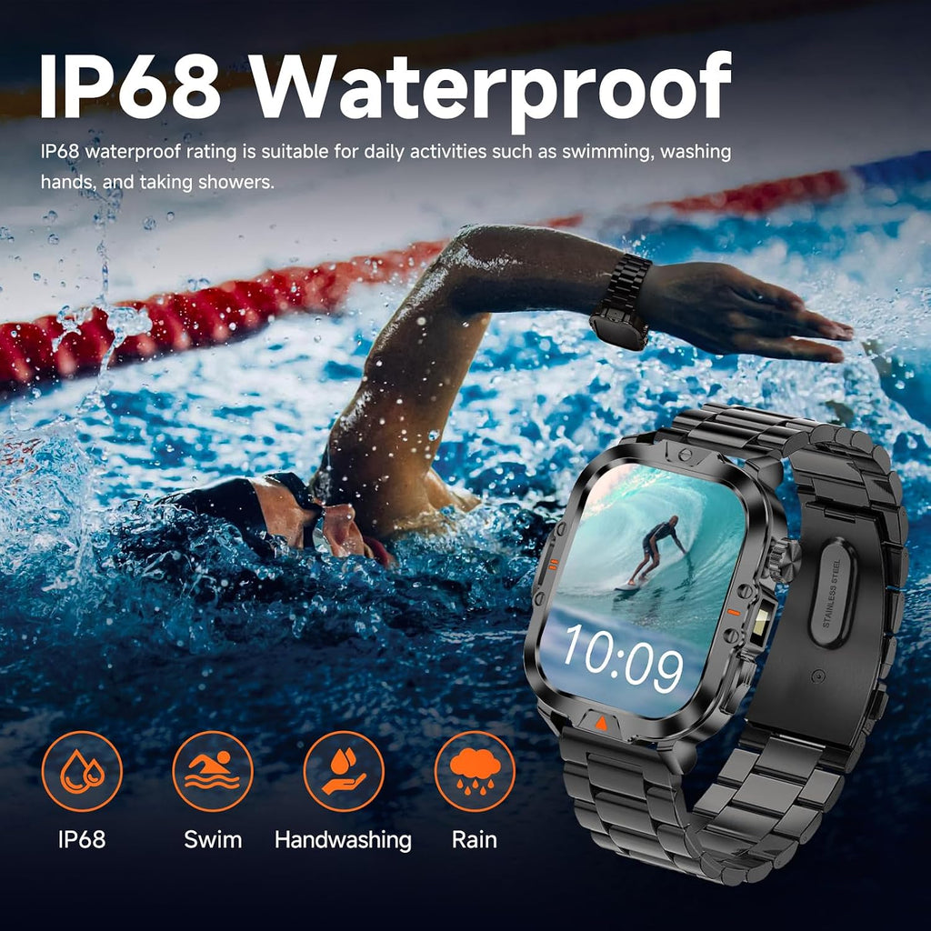 BRUBOSES Reloj inteligente para hombre, respuesta militar, con pant...