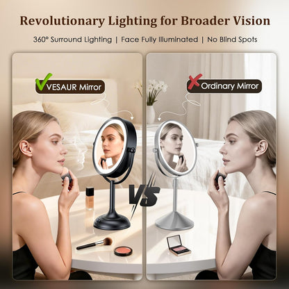 VESAUR Espejo de Maquillaje Profesional Iluminado de 8.5", 1X\/...