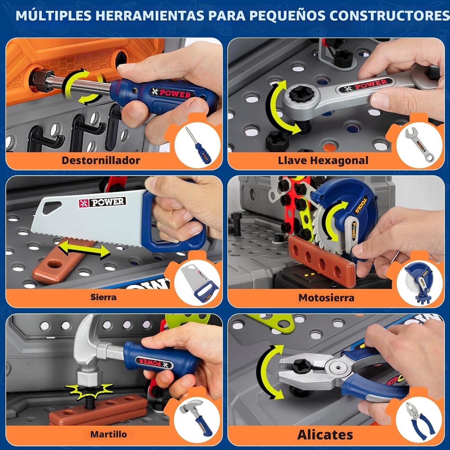 TooyBing Juego de banco de herramientas para niños con taladro eléc...