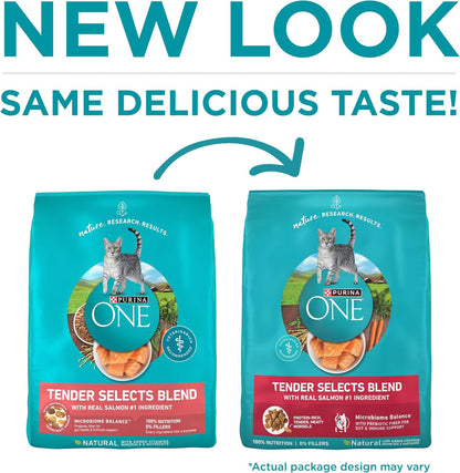 Purina ONE Alimento seco natural para gatos, Tender Selects mezcla...