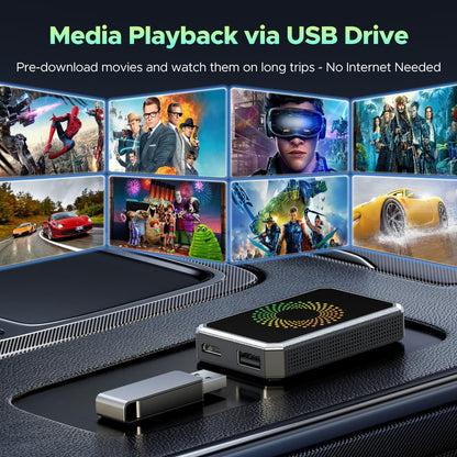 LAMTTO Caja de video mágica 3 en 1 para transmisión de Netflix/YouTube/TikTok, adaptador inalámbrico Carplay Dongle con unidad USB para Apple Car Play con cable OEM y Android Auto Cars