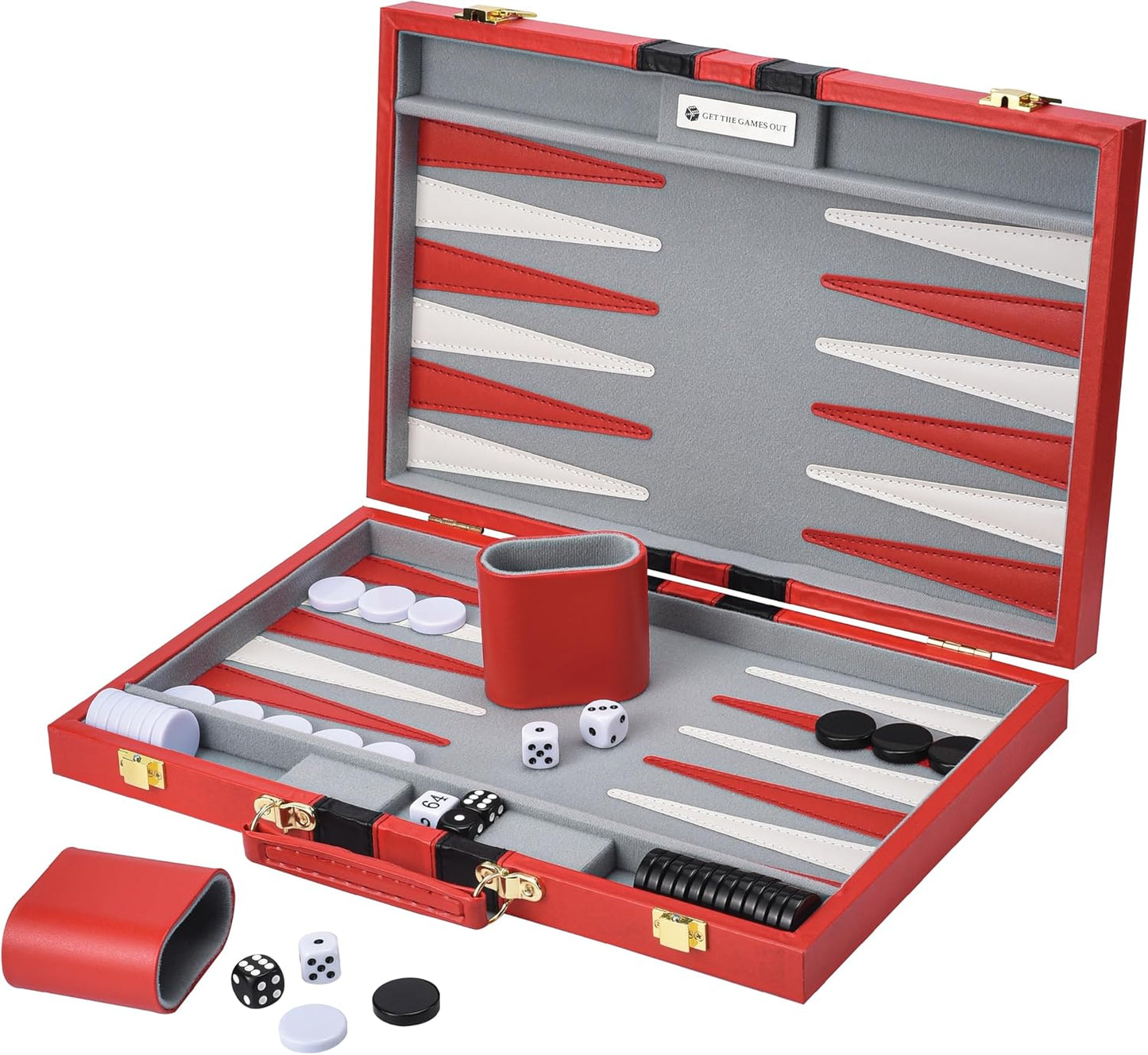 Get The Games Out - Juego de backgammon con maletín de juego de mes...