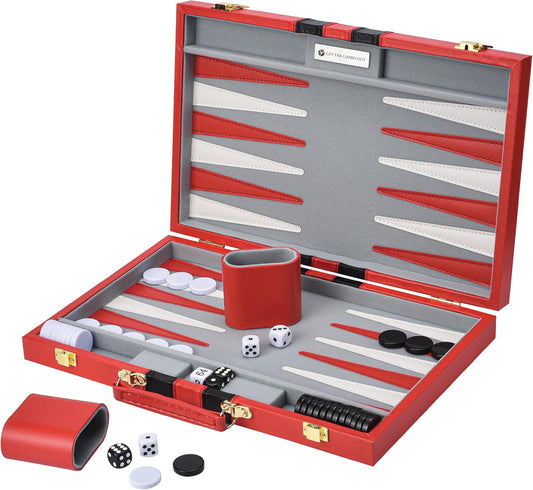Get The Games Out - Juego de backgammon con maletín de juego de mes...