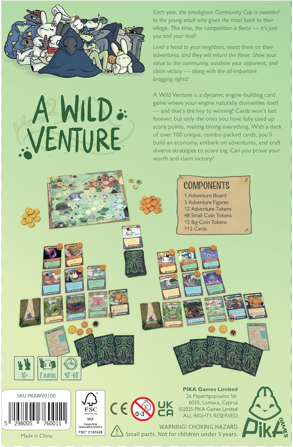 Un juego de mesa Wild Venture - Juego de estrategia de construcción de motores y aventura, mundo de fantasía caprichoso con más de 100 cartas únicas, juego de ritmo rápido para niños y adultos, a