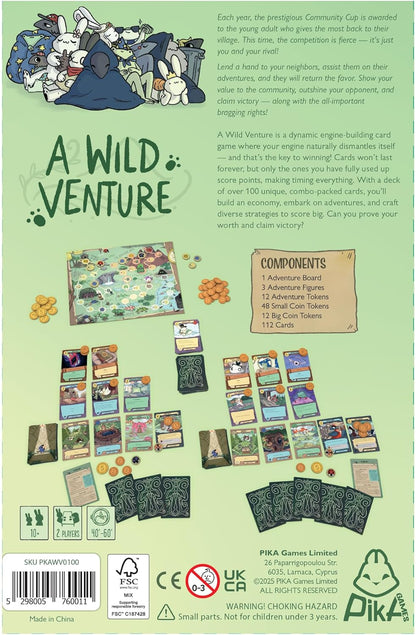 Un juego de mesa Wild Venture - Juego de estrategia de construcción de motores y aventura, mundo de fantasía caprichoso con más de 100 cartas únicas, juego de ritmo rápido para niños y adultos, a