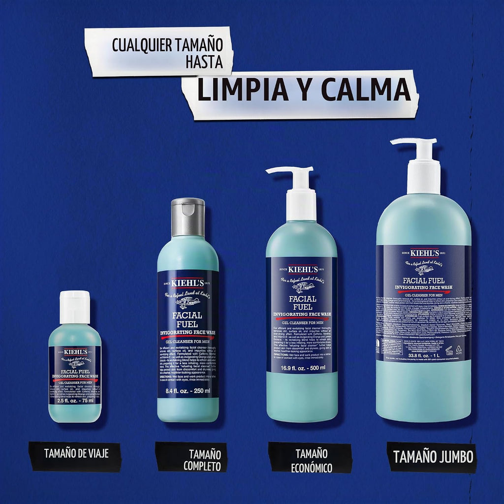 Kiehl's Limpiador facial Facial Fuel, gel refrescante y vigoriz...