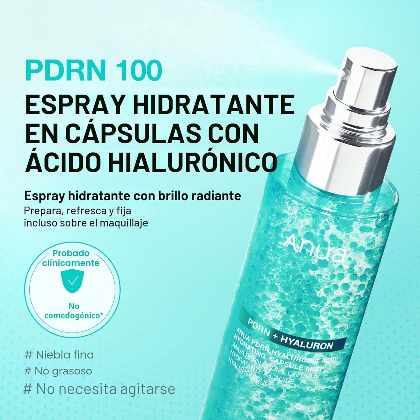 ANUA PDRN - Suero facial en aerosol con brillo de colágeno, niebla...
