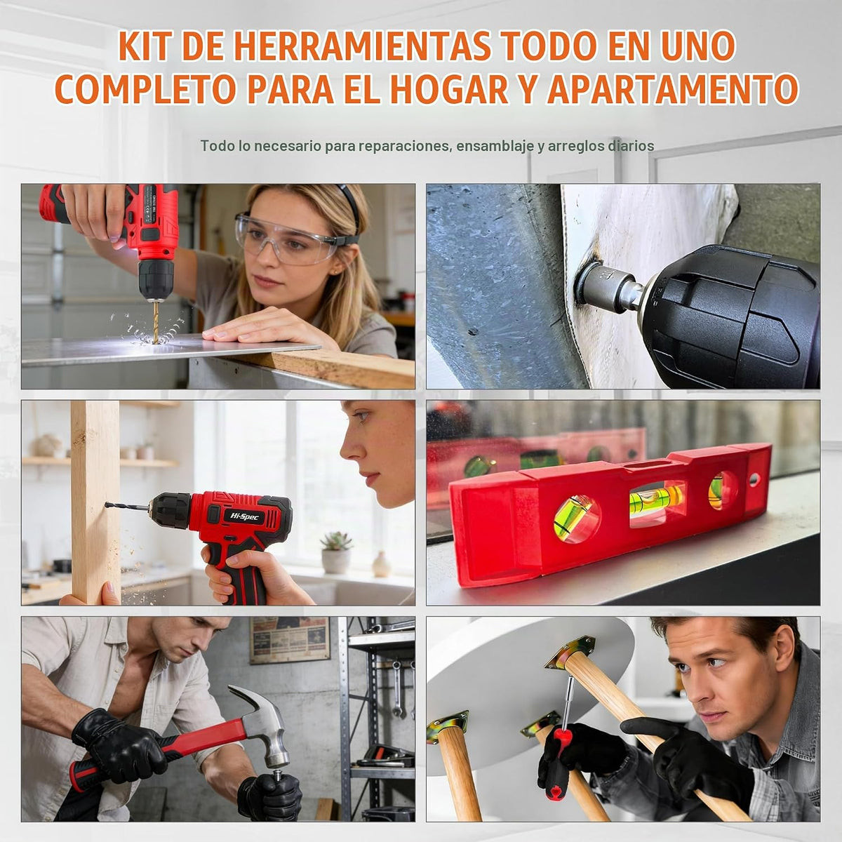 Hi-Spec Juego de taladro inalámbrico de 8 V y kit de herramientas d...