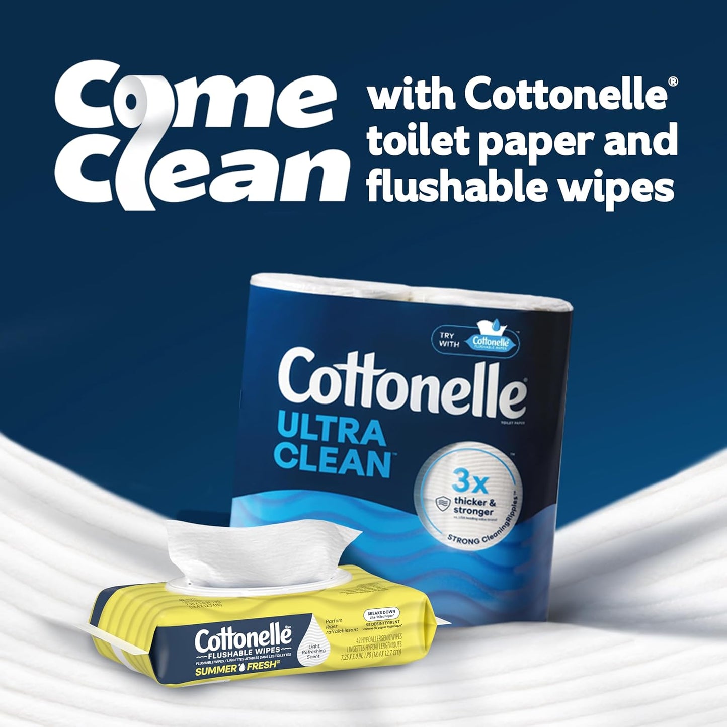 Cottonelle Toallitas desechables perfumadas Summer Fresh, 2 paquetes abatibles, 42 toallitas húmedas por paquete