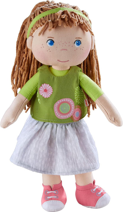 HABA Muñeca de bebé blanda de 12" Hedda con cabello marrón, ojo...