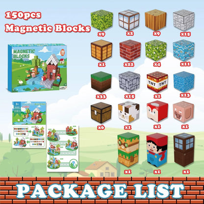 Bloques de construcción magnéticos para niños - 150 piezas cubos ma...