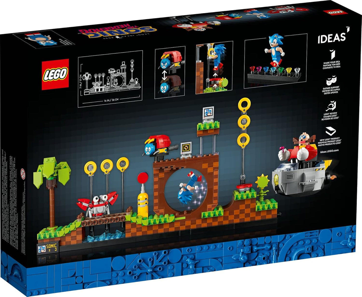 LEGO Ideas Sonic The Hedgehog - Juego coleccionable Green Hill Zone 21331, idea de regalo nostálgica de los años 90 para adultos con figura de Dr. Eggman y Eggmobile