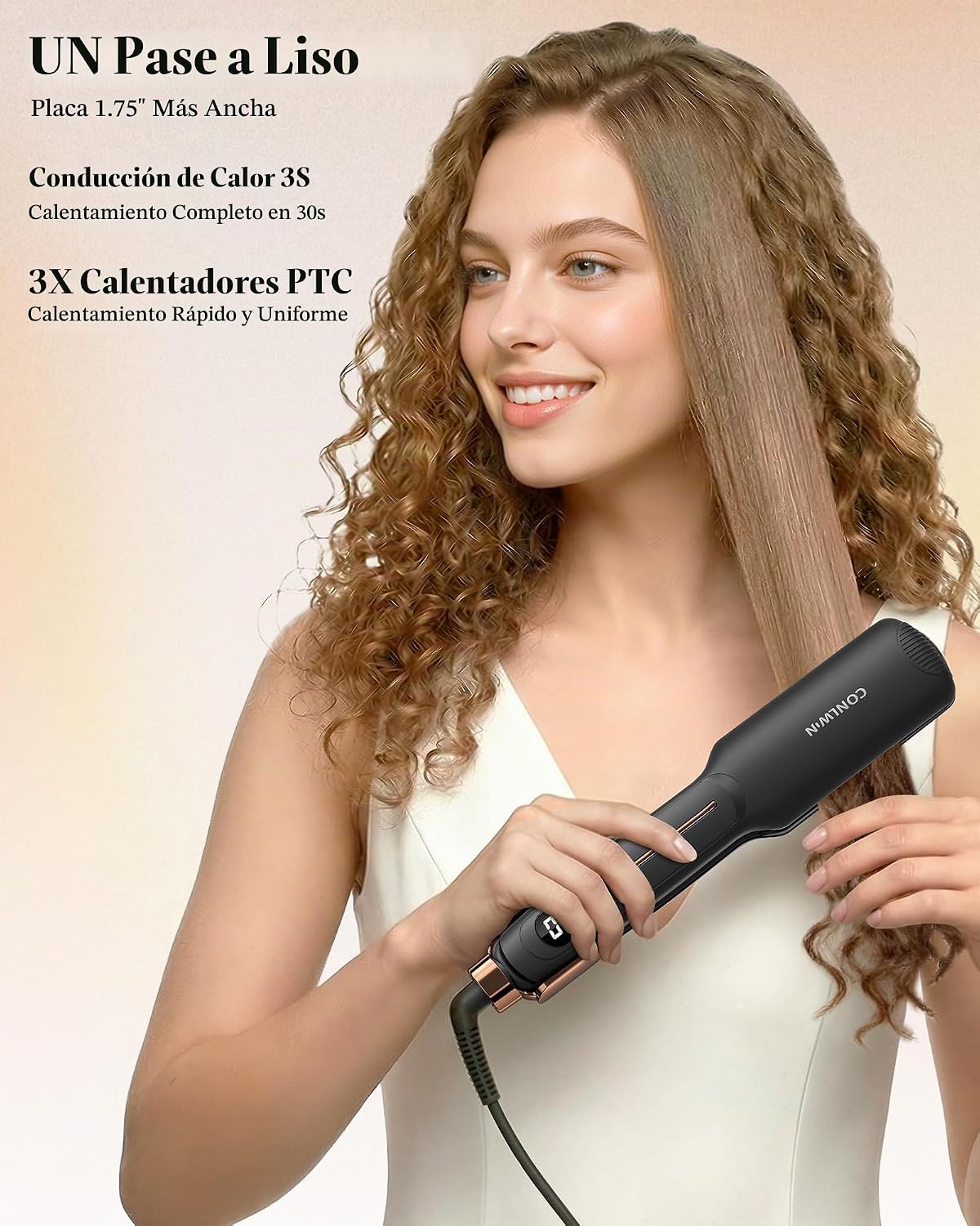 CONLWIN 1.75" Plancha de titanio Plancha Plancha Plancha con In...