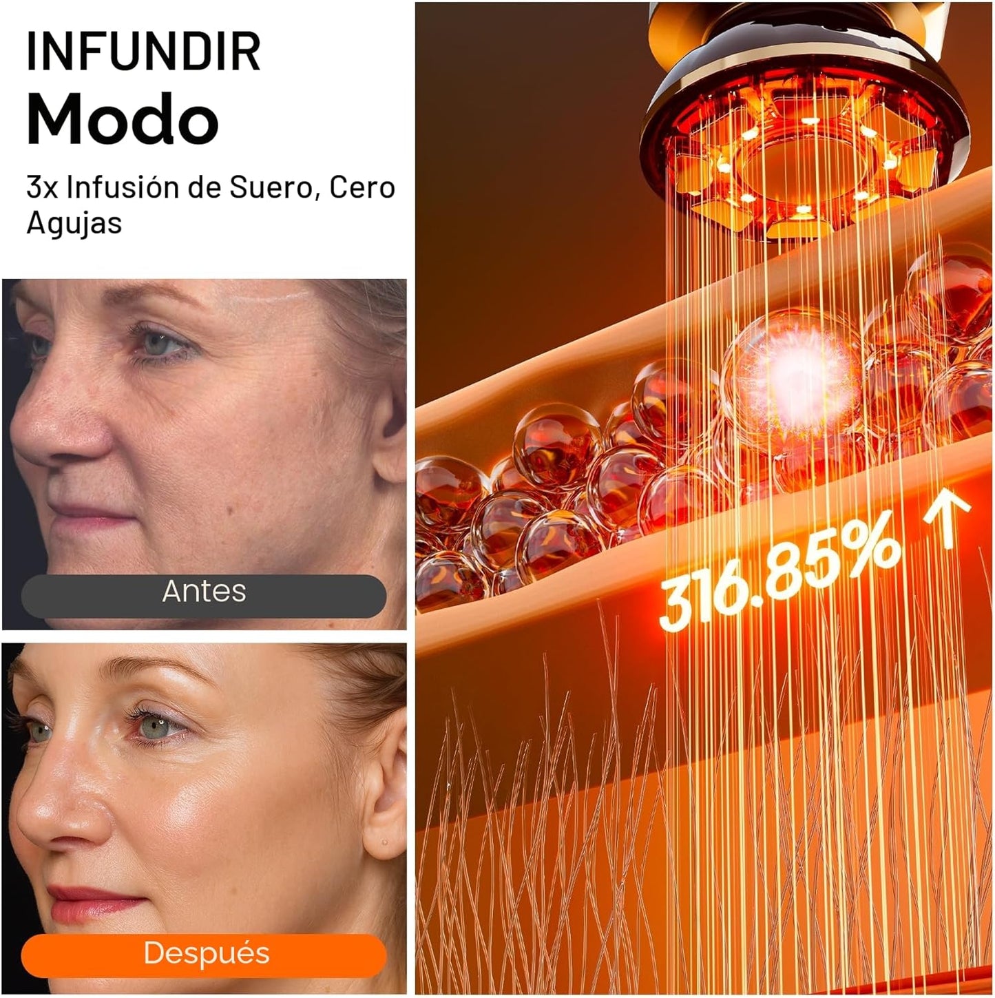 INIA Terapia de luz roja 3 en 1 para cara y cuello dispositivo de b...