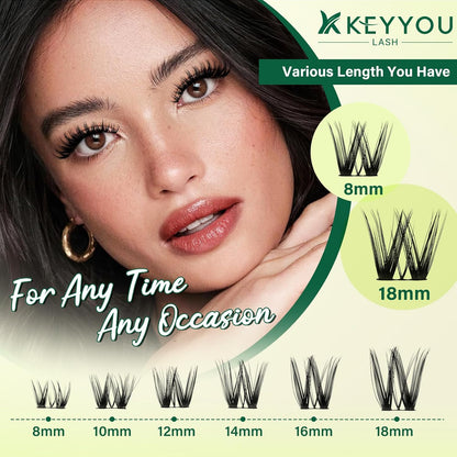 KEYYOU Flora - Kit de racimos de pestañas Flaunt D, pestañas natura...