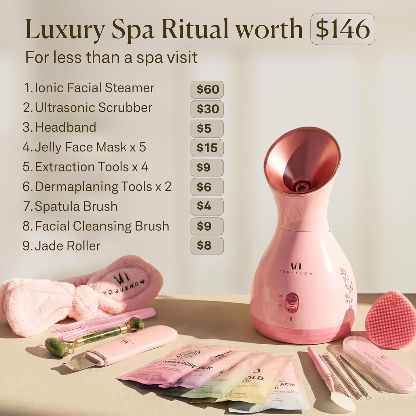 Vaporizador Facial Spa Regalos con 17 Herramientas de Cuidado de la...