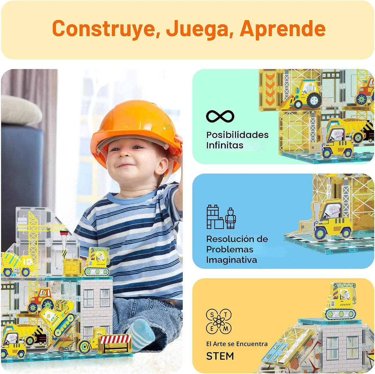PicassoTiles Bloques Magnéticos de Construcción con 8 Vehículos de...