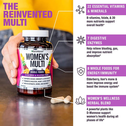 FarmHaven Multivitamínico para mujer - 22 nutrientes clave para la...