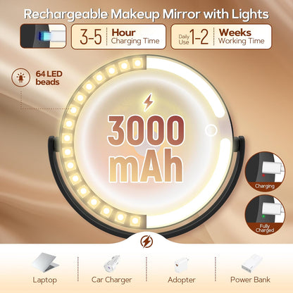 B Beauty Planet Espejo de maquillaje con luces, espejo de aumento i...