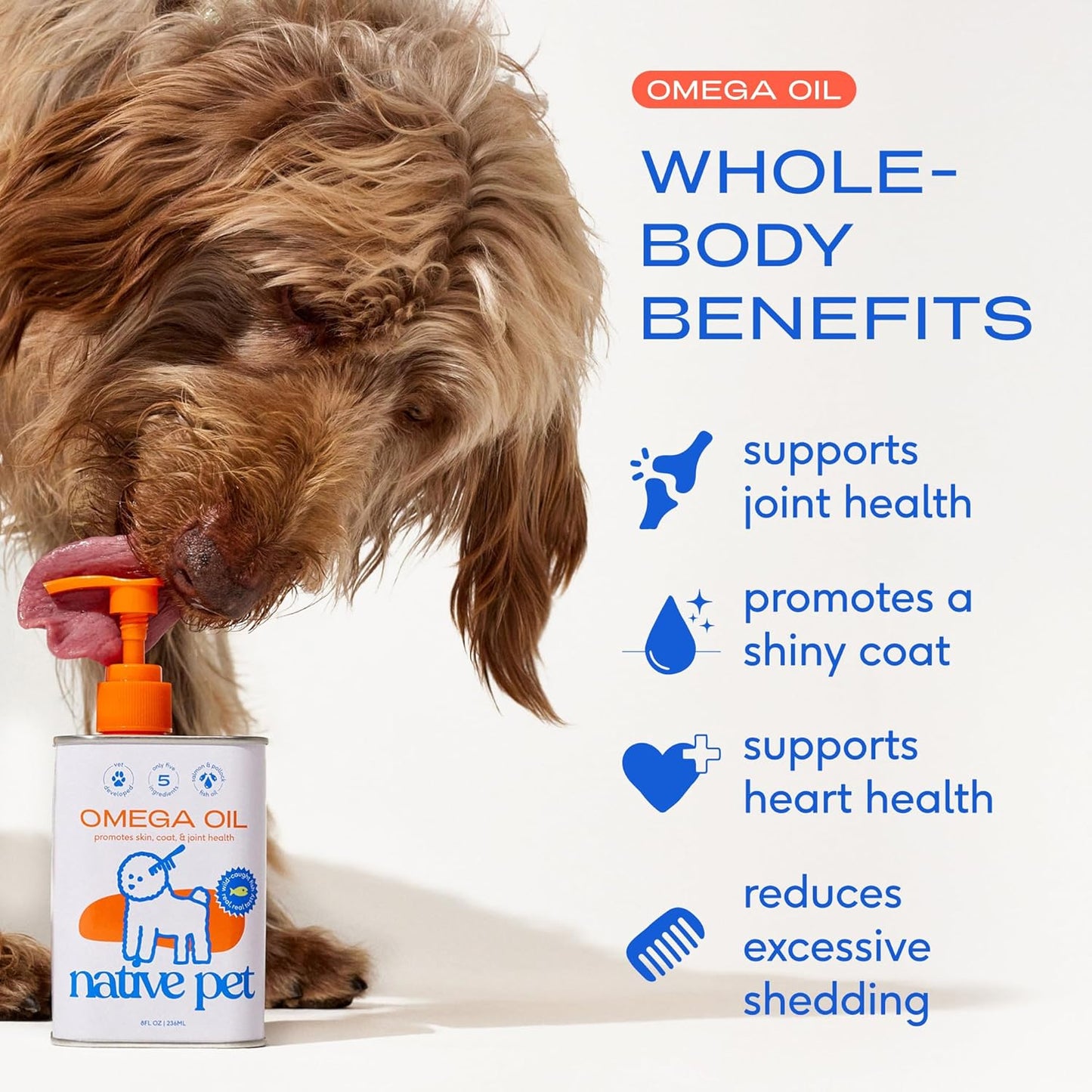 Native Pet Aceite de pescado Omega 3 para perros y gatos, promueve...