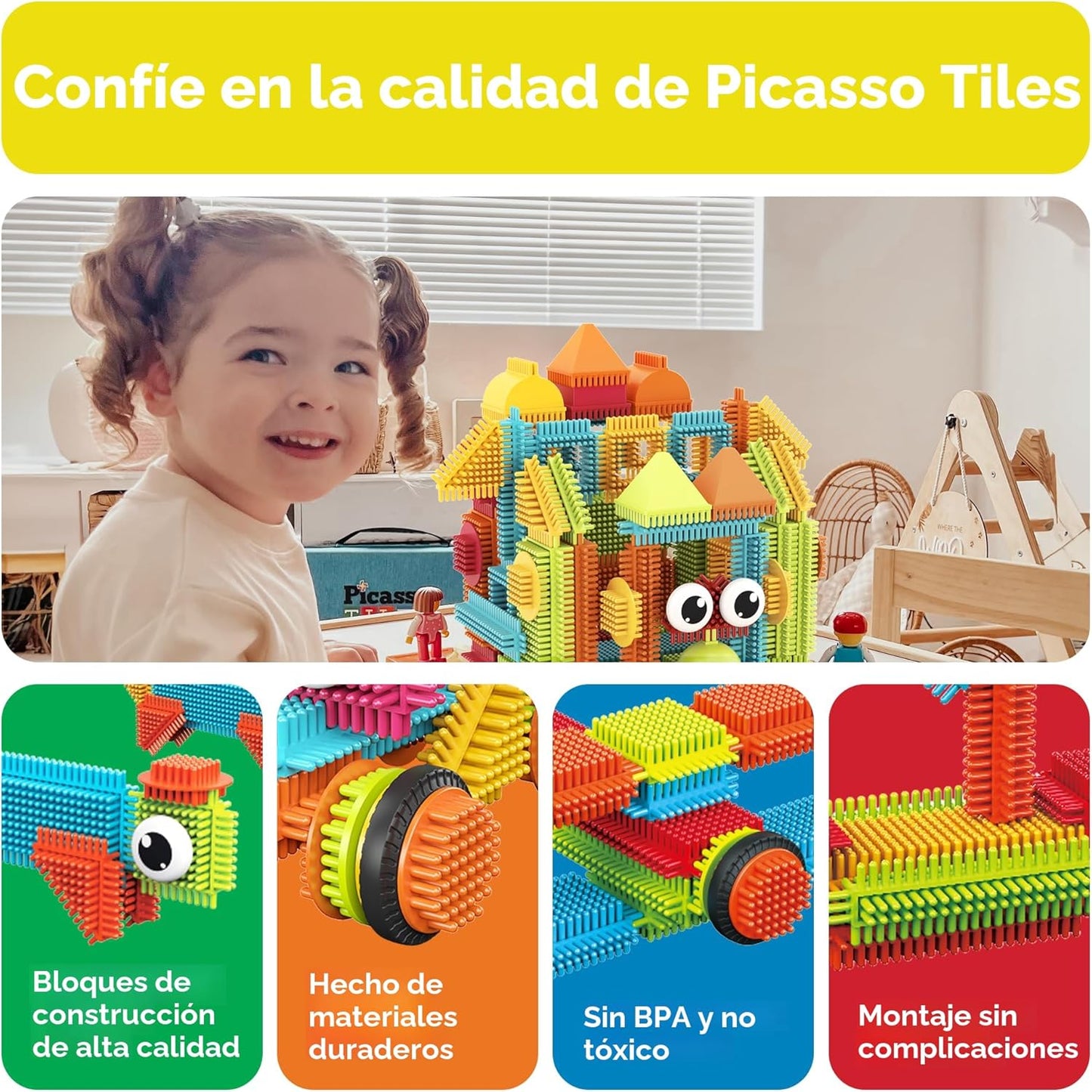 PicassoTiles Juego de 120 piezas de bloques de construcción entrela...