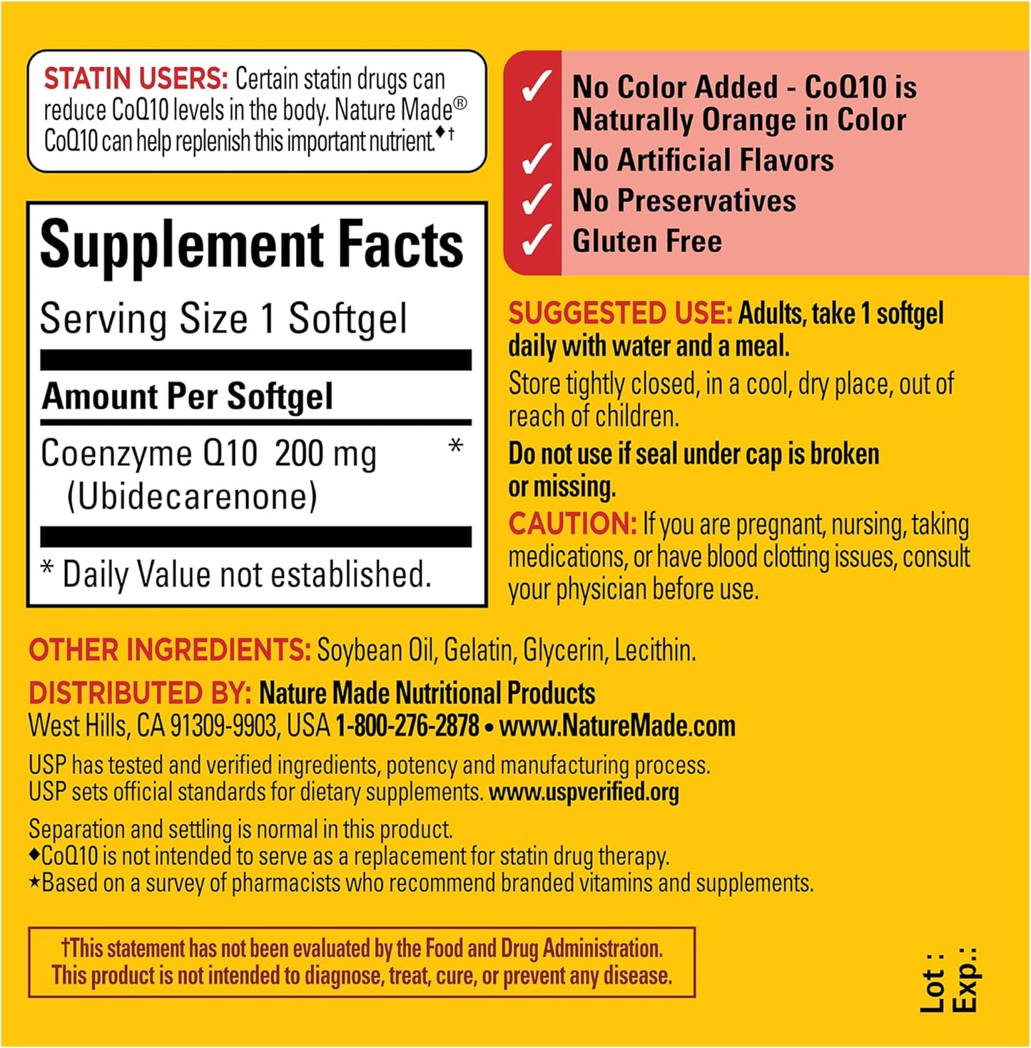 Nature Made CoQ10 200 mg, suplemento dietético para apoyo a la salu...
