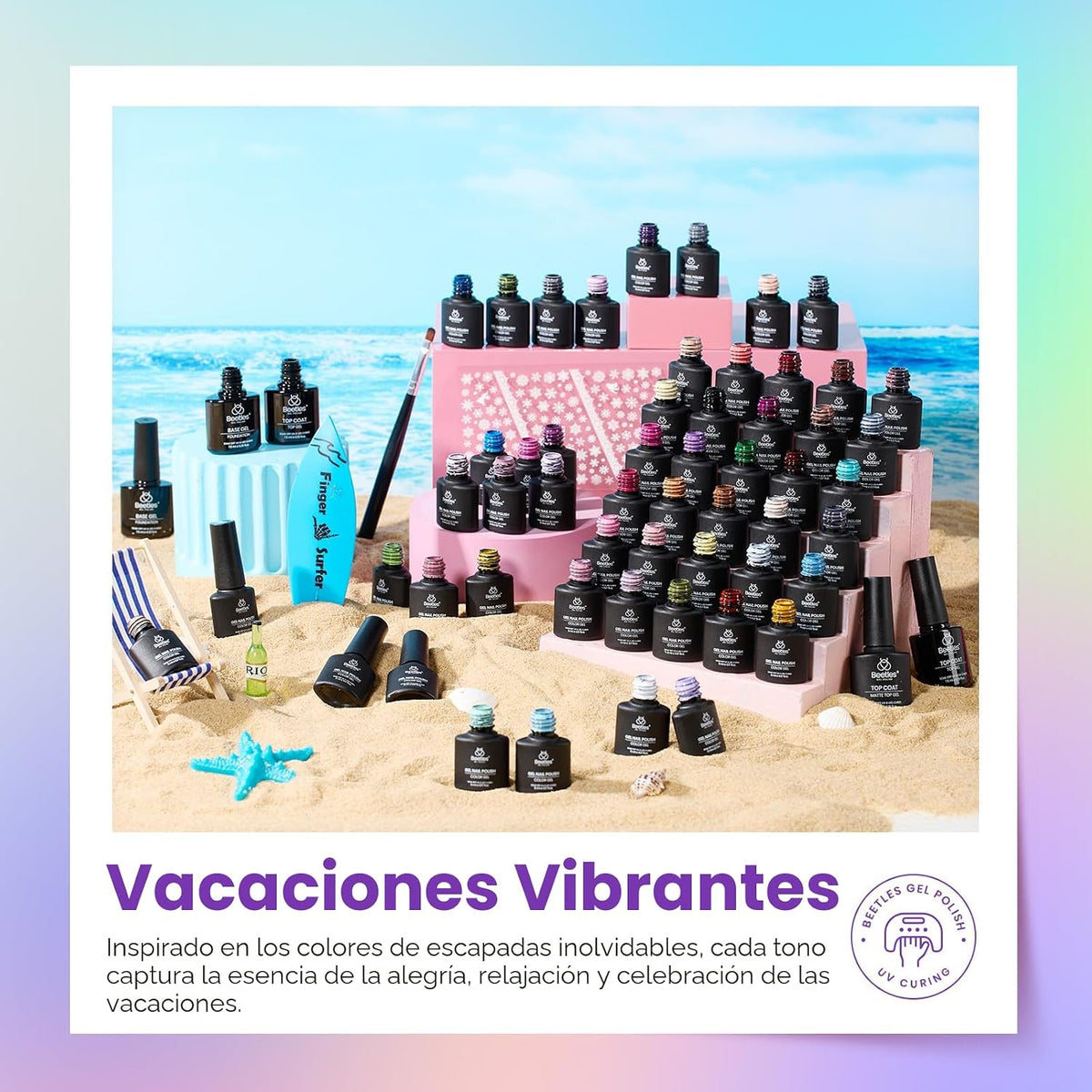 Beetles - Juego de esmaltes de uñas de gel, 63 piezas, 55 colores,...