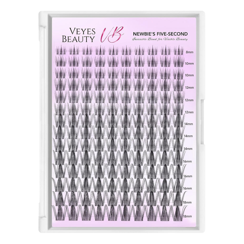 VEYESBEAUTY Extensiones de Pestañas en Racimo Banda Delgada e Invis...