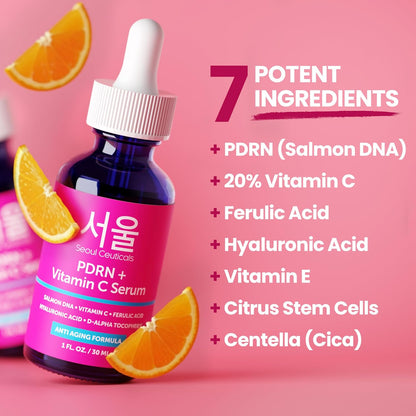 SeoulCeuticals PDRN Serum Salmon DNA Vitamina C Suero (paquete de 2...