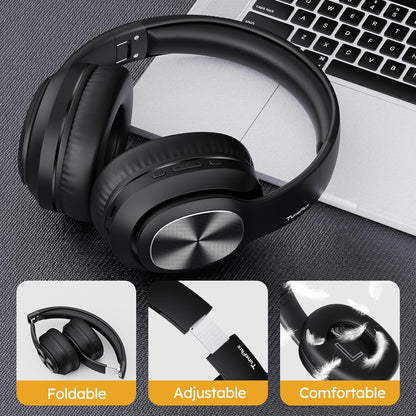 TuneFlux Auriculares inalámbricos Bluetooth sobre la oreja, tiempo...