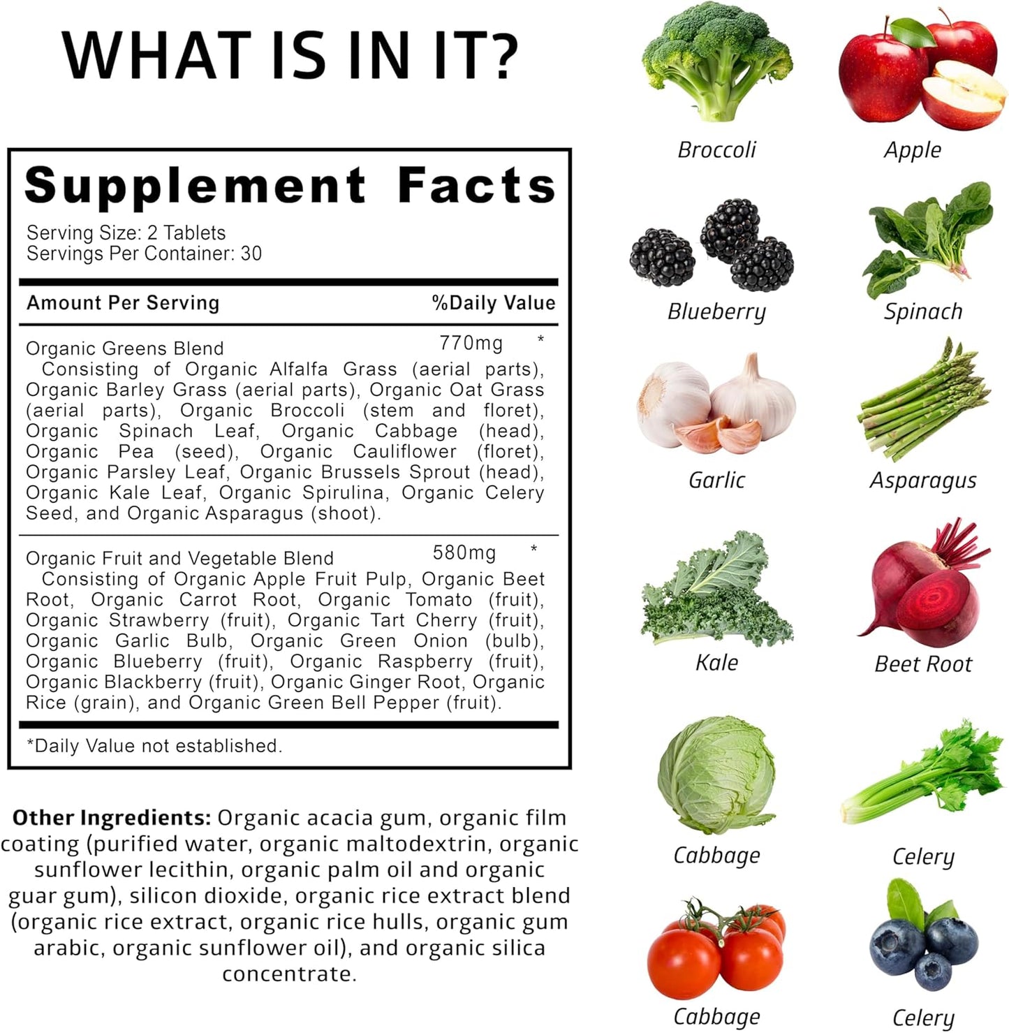 USDA Organic Superfood Greens [28 ingredientes potentes] Cápsulas n...