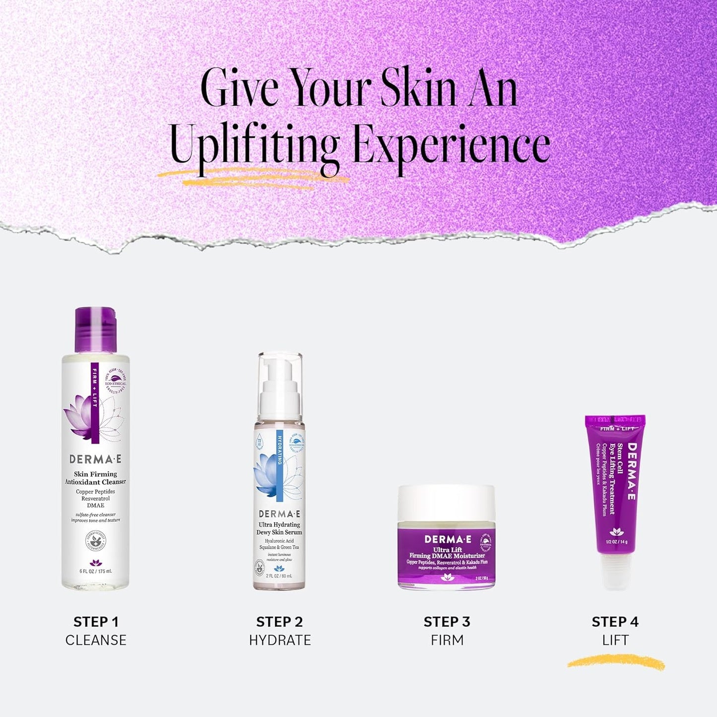 Derma E Tratamiento de Ojos con Células Madre para Levantar – Crema Multi-Acción para Reafirmar y Reducir Arrugas para Bajo los Ojos y Párpados Superiores - Hidratante y Revitalizante, 14g