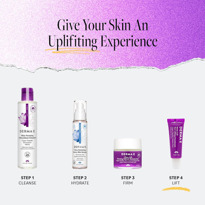 Derma E Tratamiento de Ojos con Células Madre para Levantar – Crema Multi-Acción para Reafirmar y Reducir Arrugas para Bajo los Ojos y Párpados Superiores - Hidratante y Revitalizante, 14g