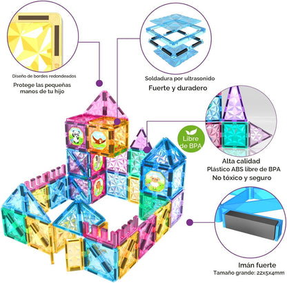Jasonwell - Azulejos magnéticos para niños, bloques magnéticos de 1...