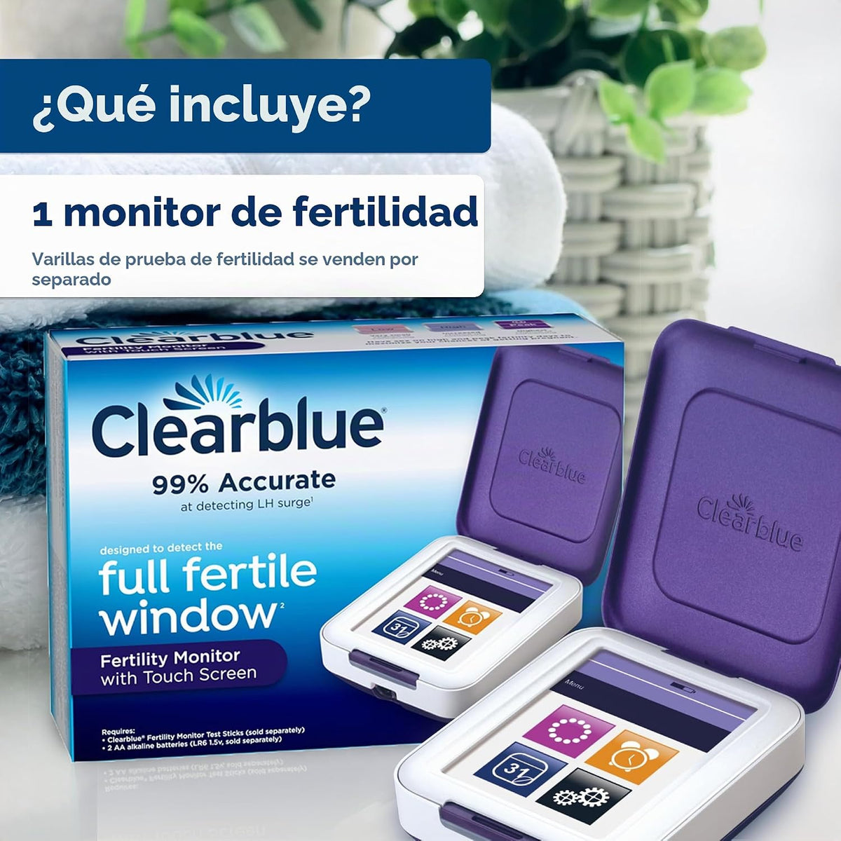 Clearblue Monitor de fertilidad, 1 monitor de pantalla táctil, 1 un...
