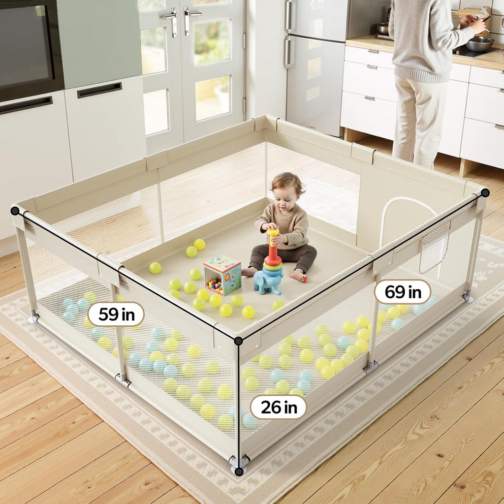 Fodoss - Corralito para bebés y niños pequeños, 59 x 69 pulgadas, c...