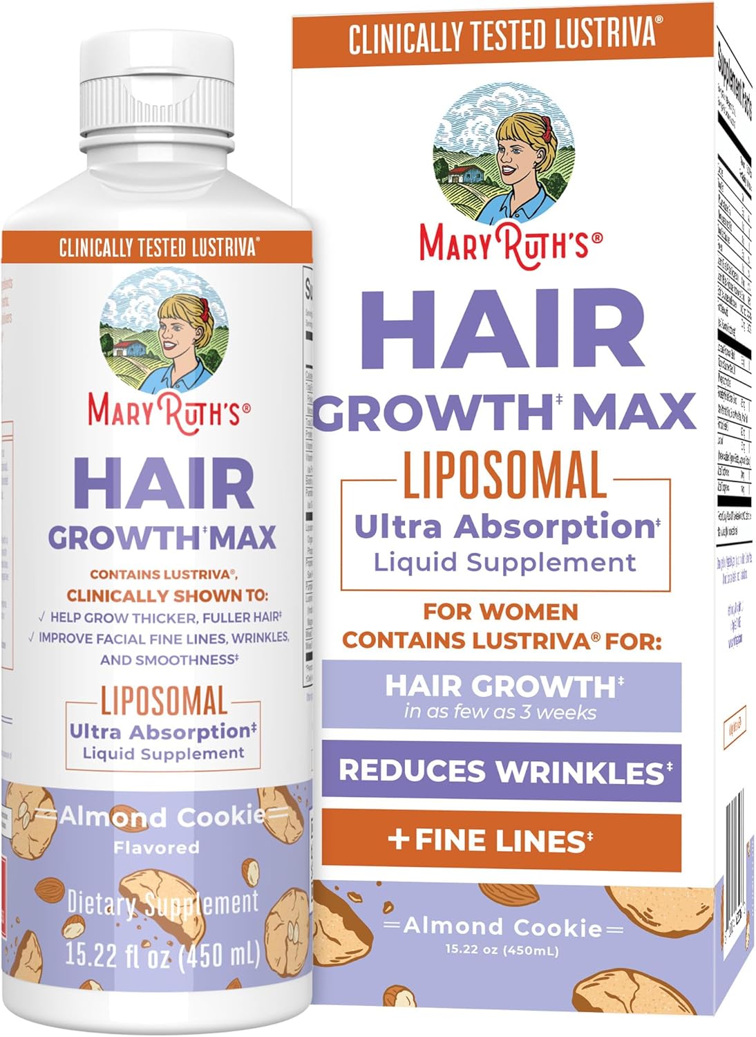 MaryRuth Organics Crecimiento de cabello MAX Liposomal para mujeres | con Lustriva® + Biotina 10000mcg + Aceite de semilla de calabaza | Cabello más grueso | Cuidado del cabello | Arrugas, líneas