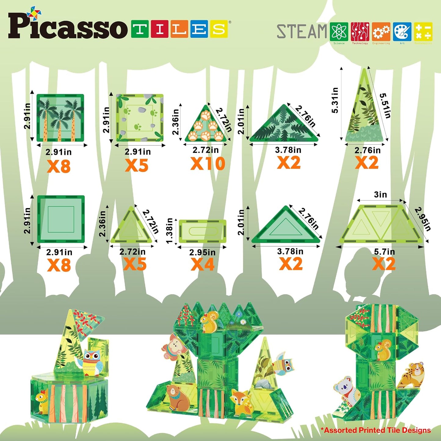 PicassoTiles Bloques de construcción de azulejos magnéticos, juego...