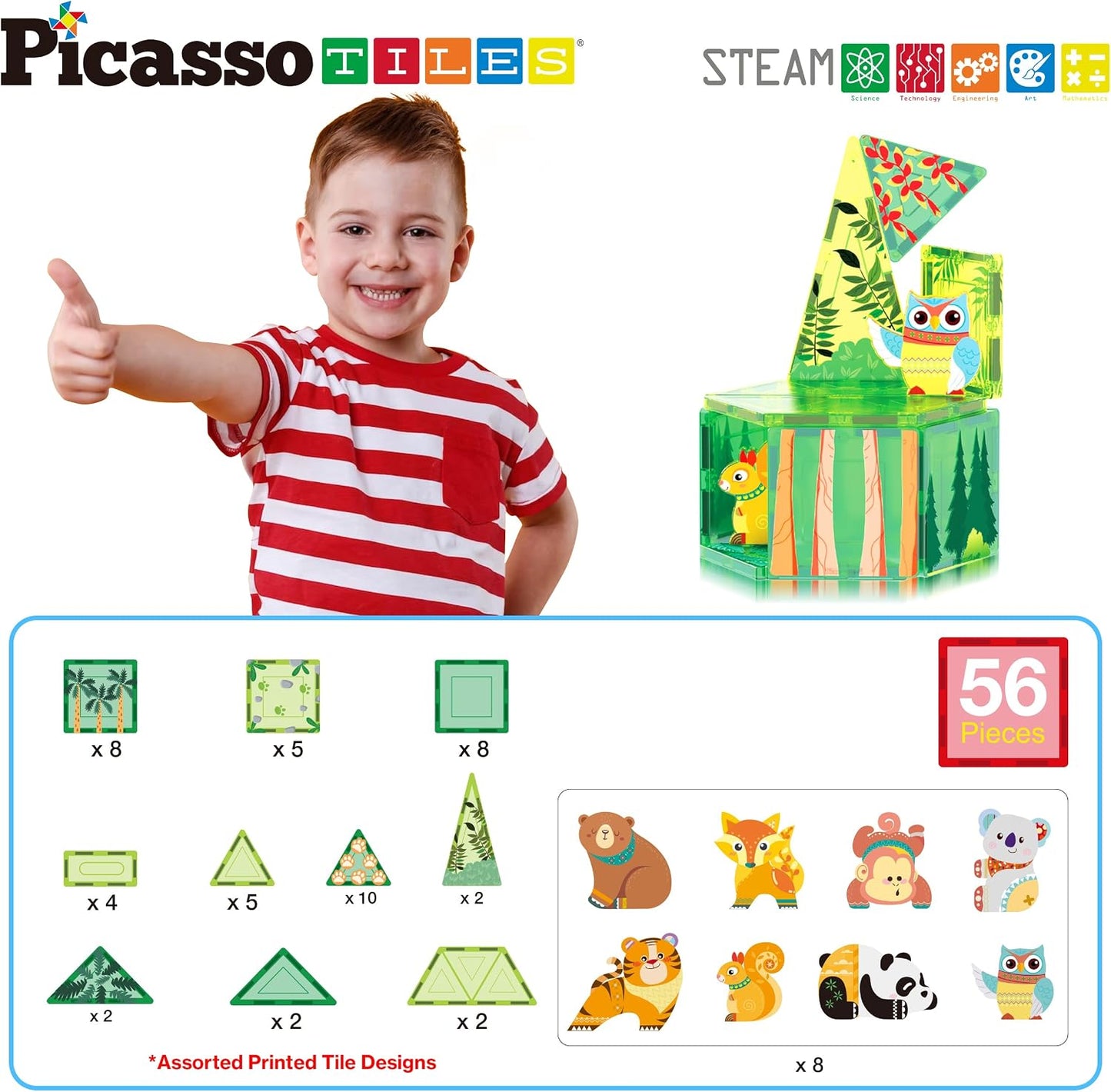 PicassoTiles Bloques de construcción de azulejos magnéticos, juego...
