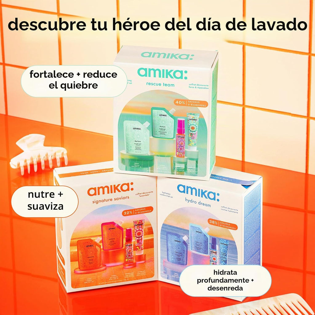 amika equipo de rescate conjunto de prueba de rutina capilar