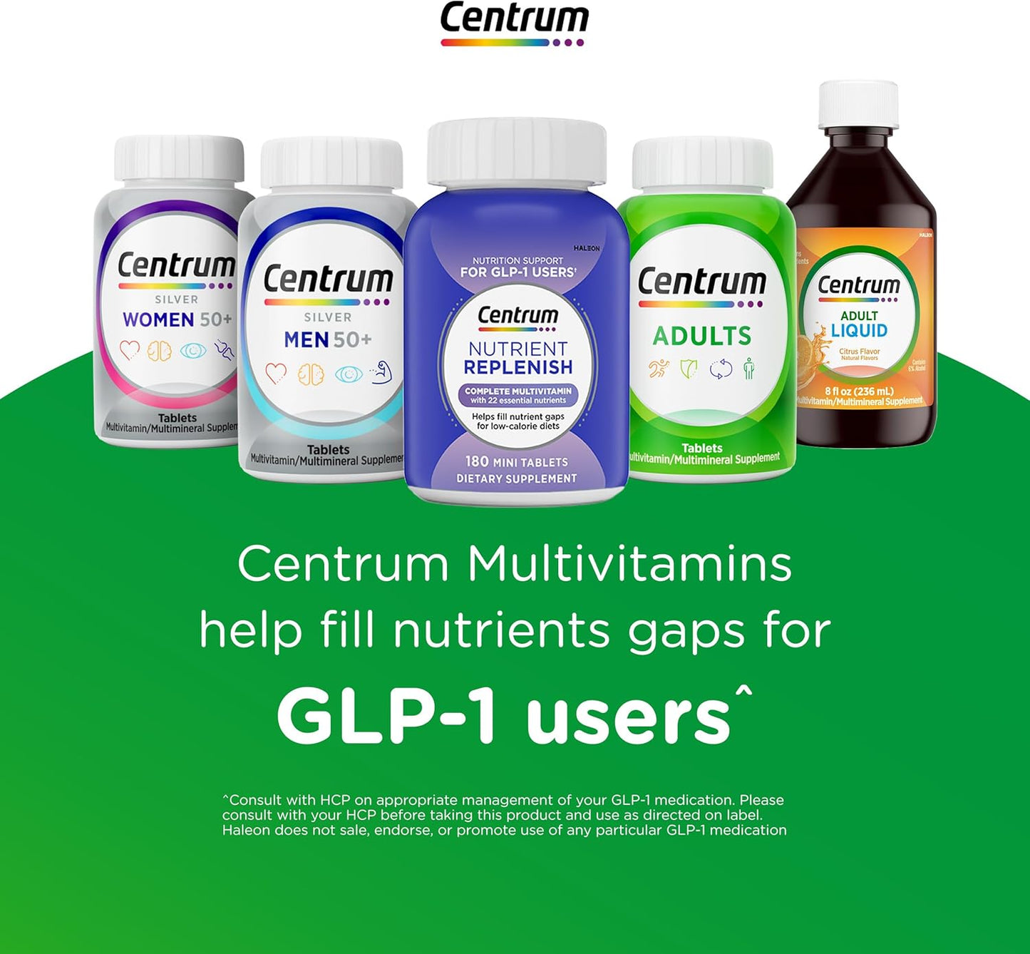 Centrum Multivitamínico de plata para hombres 50 Plus, suplemento m...