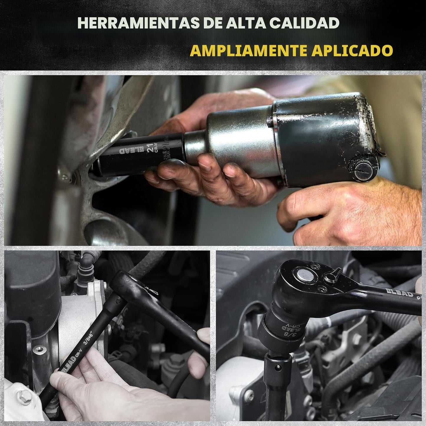 Juego de dados de impacto de 3\/8 pulgadas, juego de 50 piezas de d...